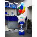 Κολωνάκι μπαλονιών με μεγάλο μπαλόνι αστέρι με αυτοκόλλητο λογότυπο για εγκαίνια μαγαζιού ή για γενέθλια καταστήματος
