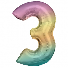 Μπαλόνι αριθμός Νούμερο "3" μεγάλο - Riethmuller - Pastel Rainbow - Κωδικός: A9909701 - Riethmuller 