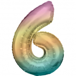 Μπαλόνι αριθμός Νούμερο "6" μεγάλο - Riethmuller - Pastel Rainbow - Κωδικός: A9909704 - Riethmuller 