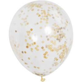 Μπαλόνια με χρυσό κονφετί 30εκ.  (6 τεμάχια) - Κωδικός: U49595 - Unique