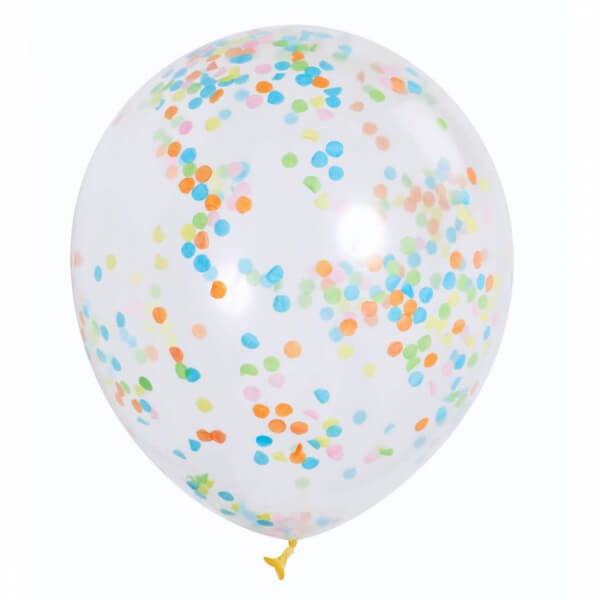 Μπαλόνια με πολύχρωμο κονφετί 30εκ. (6 τεμάχια) - Κωδικός: U49615 - Unique
