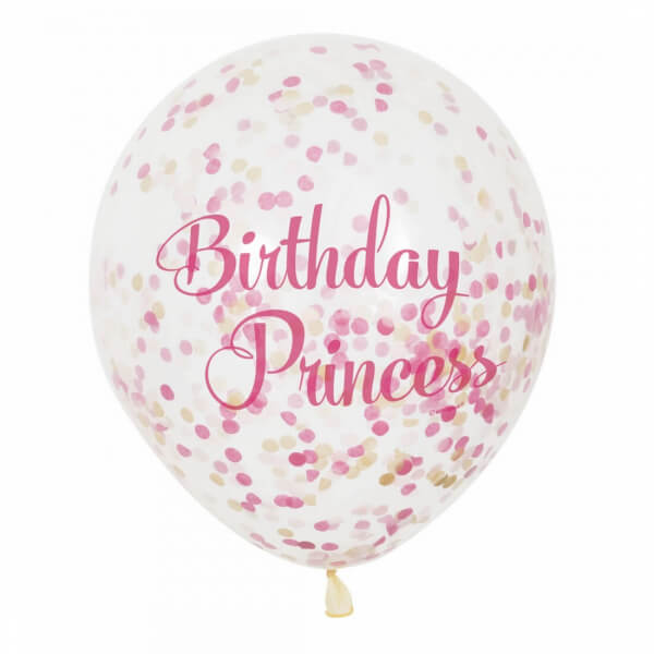 Μπαλόνια κονφετί "Birthday Princess" 30εκ. (6 τεμάχια) - Κωδικός: U58145 - Unique