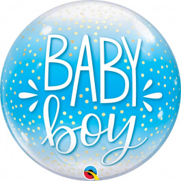 Μπαλόνι Bubble "Baby Boy Blue & Confetti Dots" 56εκ. - Κωδικός: 10040 - Qualatex