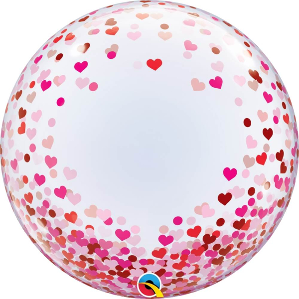 Μπαλόνι Deco Bubble "Red & Pink Confetti Hearts" 61εκ. - Κωδικός: 16579 - Qualatex