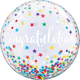 Μπαλόνι Bubble "Congratulations Confetti Star" 56εκ. - Κωδικός: 17421 - Qualatex