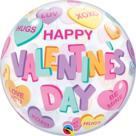 Μπαλόνι Bubble "Valentine's Candy Hearts" 56εκ. - Κωδικός: 24078 - Qualatex