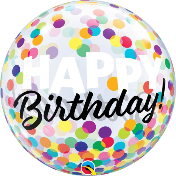 Μπαλόνι Bubble " Birthday Colorful Dots" 56εκ. - Κωδικός 24908- Qualatex