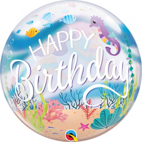 Μπαλόνι Bubble "Mermaid Birthday Party" 56εκ. - Κωδικός: 87741 - Qualatex