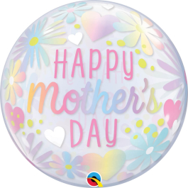 Μπαλόνι Bubble ''Happy Mother's Day Floral Pastel" 56εκ. - Κωδικός: 98325 - Qualatex