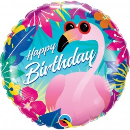 Μπαλόνι Foil "Birthday Tropical Flamingo" 46εκ. - Κωδικός: 10220 - Qualatex