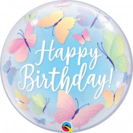 Μπαλόνι Bubble "Birthday Soft Butterflies" 56εκ. - Κωδικός: 13086 - Qualatex