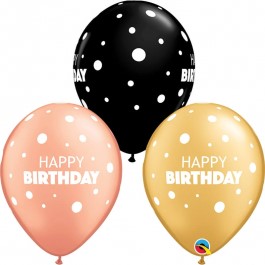 Μπαλόνια Latex "Birthday Big & Little Dots" 28εκ (5 τεμάχια) - Κωδικός: 13242 - Qualatex