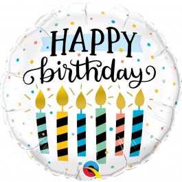 Μπαλόνι Foil "Birthday Candle & Dots" 46εκ. - Κωδικός: 57289 - Qualatex