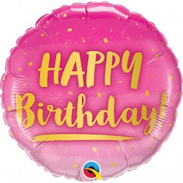 Μπαλόνι Foil "Birthday Gold & Pink" 46εκ. - Κωδικός: 78672 - Qualatex