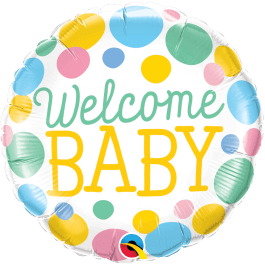 Μπαλόνι Foil "Welcome Baby Dots" 46εκ. - Κωδικός: 55391 - Qualatex