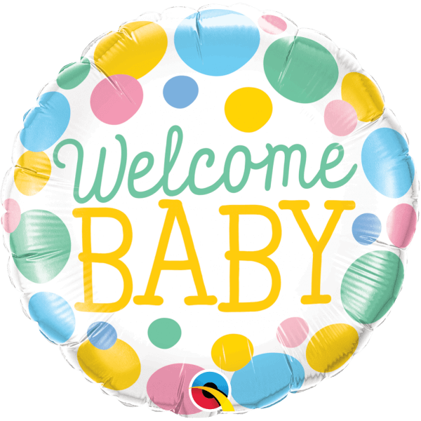 Μπαλόνι Foil "Welcome Baby Dots" 46εκ. - Κωδικός: 55391 - Qualatex