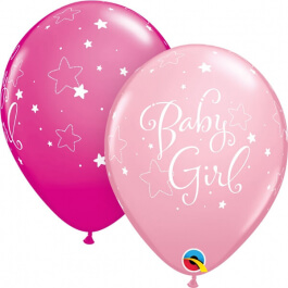 Μπαλόνια Latex "Baby Girl Stars" 28εκ. (6 τεμάχια) - Κωδικός: 51814 - Qualatex