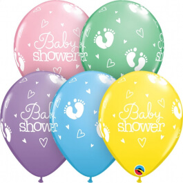Μπαλόνια Latex "Baby Shower Footprints" 28εκ. (6 τεμάχια) - Κωδικός: 54163 - Qualatex