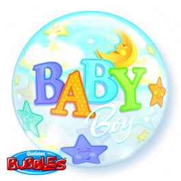 Μπαλόνι Bubble "Baby Boy Moon" 56εκ. - Κωδικός: 23597 - Qualatex