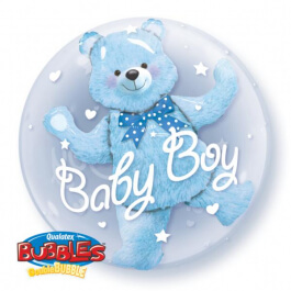 Μπαλόνι Bubble Διπλό "Baby Blue Bear" 61εκ. - Κωδικός: 29486 - Qualatex