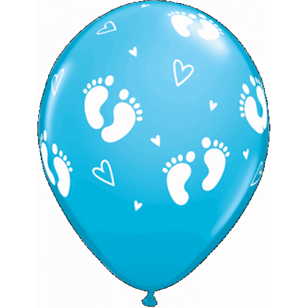 Μπαλόνια Latex "Baby Footprints" 28εκ. (6 τεμάχια) - Κωδικός: 44794 - Qualatex
