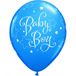 Μπαλόνια Latex "Baby Boy Stars" 28εκ. (6 τεμάχια) - Κωδικός: 51787 - Qualatex