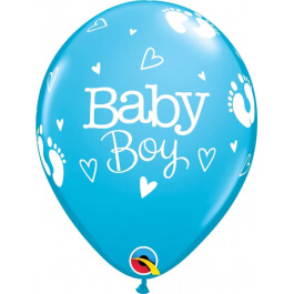 Μπαλόνια Latex "Baby Boy Footprints" 28εκ. (6 τεμάχια) - Κωδικός: 20494 - Qualatex