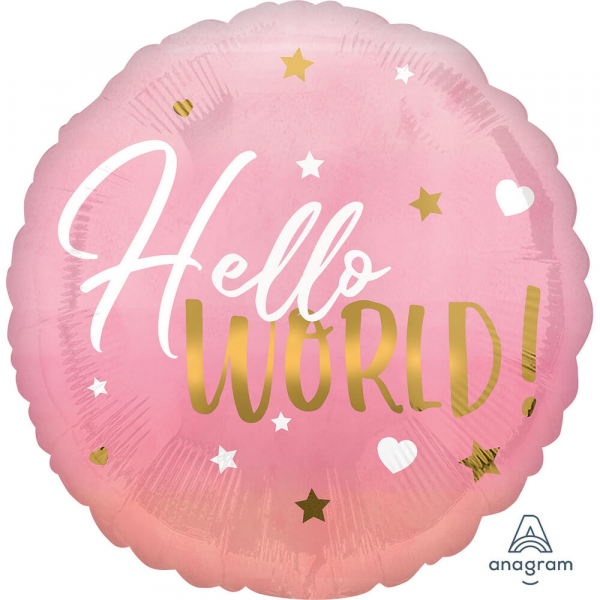 Μπαλόνι Foil "Hello World! Baby Girl" 46εκ. - Κωδικός: A3972401 - Anagram