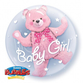 Μπαλόνι Bubble Διπλό "Baby Pink Bear" 61εκ. - Κωδικός: 29488 - Qualatex