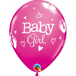 Μπαλόνια Latex "Baby Girl Footprints" 28εκ. (6 τεμάχια) - Κωδικός: 54165 - Qualatex
