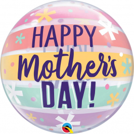 Μπαλόνι Bubble "Happy Mother's Day Pastel Stripes" 56εκ. - 17408