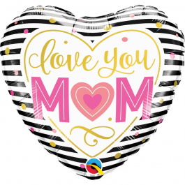 Μπαλόνι Foil "Love You Mom Stripes" 46εκ. - Κωδικός: 55824 - Qualatex