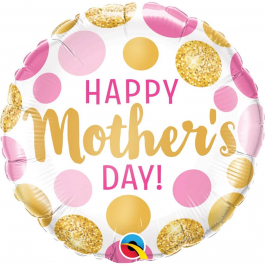 Μπαλόνι Foil "Mother's Day Pink & Gold Dots" 46εκ. - Κωδικός: 55830 - Qualatex