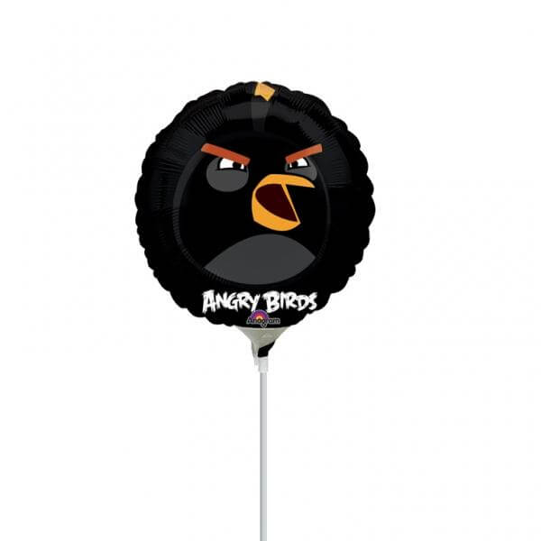 Μπαλόνι Foil μικρό για στικ "Angry Birds Μαύρο" 23εκ. - Κωδικός: A2577709 - Anagram