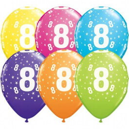 Μπαλόνια Latex "Νούμερο 8" 28εκ. (6 τεμάχια) - Κωδικός: 50844 - Qualatex