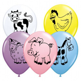 Μπαλόνια Latex "Farm Animal" 28εκ. (6 τεμάχια) - Κωδικός: 76477 - Qualatex