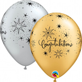 Μπαλόνια Latex "Congratulations Elegant" 28εκ. (6 τεμάχια) - Κωδικός: 85682 - Qualatex