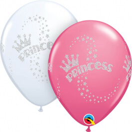 Μπαλόνια Latex "Glitter Princess" τυπωμένα με αληθινό γκλιτερ - 28εκ. (6 τεμάχια) - Κωδικός: 90395 - Qualatex