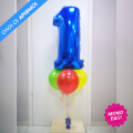 Επιτραπέζιο μπουκέτο με 1 μπαλόνι αριθμό & μονόχρωμα λάτεξ μπαλόνια - Κωδικός: 9603006