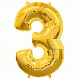 Μπαλόνι αριθμός Νούμερο "3" μεγάλο - Flexmetal - χρυσό - Κωδικός: 7917631 - Flexmetal