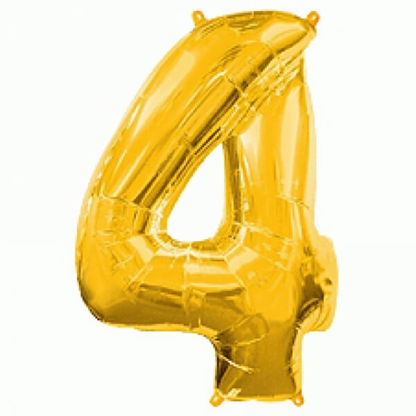 Μπαλόνι αριθμός Νούμερο "4" μεγάλο - Flexmetal - χρυσό - Κωδικός: 7917641 - Flexmetal