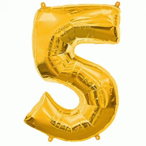 Μπαλόνι αριθμός Νούμερο "5" μεγάλο - Flexmetal - χρυσό - Κωδικός: 7917651 - Flexmetal