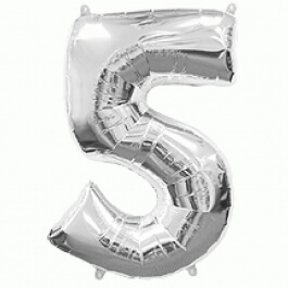 Μπαλόνι αριθμός Νούμερο "5" μεγάλο - Flexmetal - ασημί - Κωδικός: 7917652 - Flexmetal