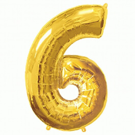 Μπαλόνι αριθμός Νούμερο "6" μεγάλο - Flexmetal - χρυσό - Κωδικός: 7917661 - Flexmetal