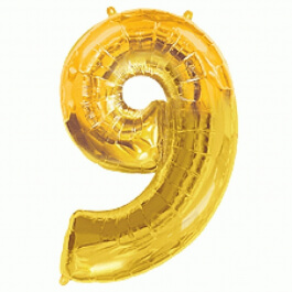 Μπαλόνι αριθμός Νούμερο "9" μεγάλο - Flexmetal - χρυσό - Κωδικός: 7917691 - Flexmetal