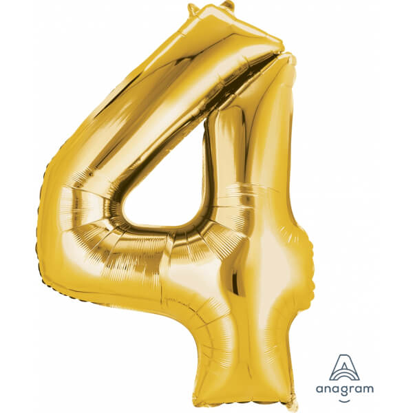 Μπαλόνι αριθμός Νούμερο "4" μεγάλο - Anagram - χρυσό - Κωδικός: A2825001 - Anagram