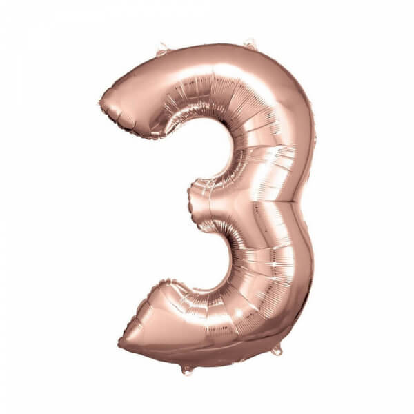 Μπαλόνι αριθμός Νούμερο "3" μεγάλο - Reithmuller - ροζ χρυσό - Κωδικός: A9906278 - Reithmuller