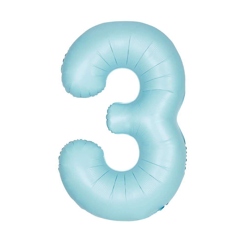 Μπαλόνι αριθμός Νούμερο "3" μεγάλο - Unique - Γαλάζιο Ματ