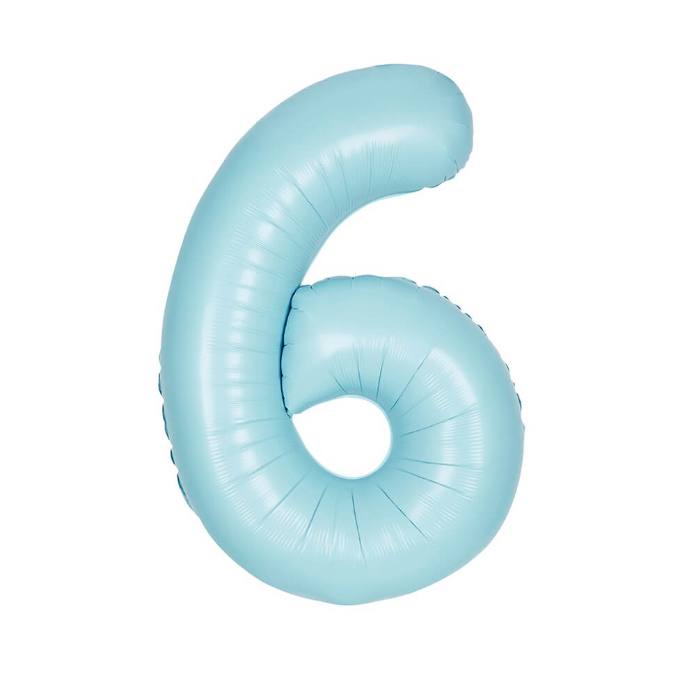 Μπαλόνι αριθμός Νούμερο "6" μεγάλο - Unique - Γαλάζιο Ματ