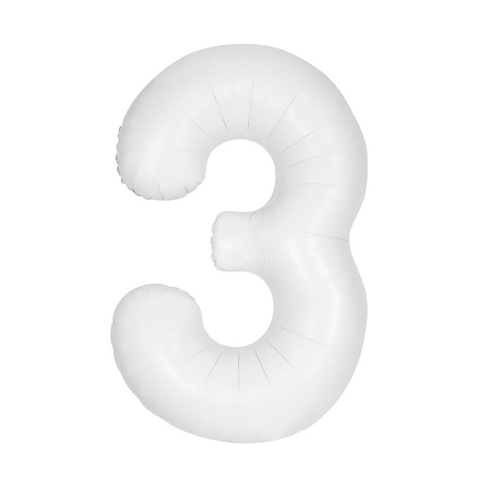 Μπαλόνι αριθμός Νούμερο "3" μεγάλο - Unique - Άσπρο Ματ